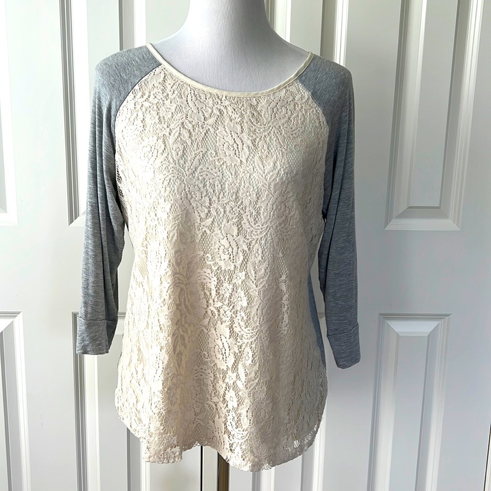 Market and Spruce lace jersey top